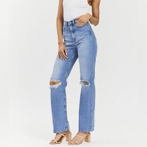 Dr. Denim Echo High Rise Jeans, Empress Sky Blue Ripped Wash, Size 27